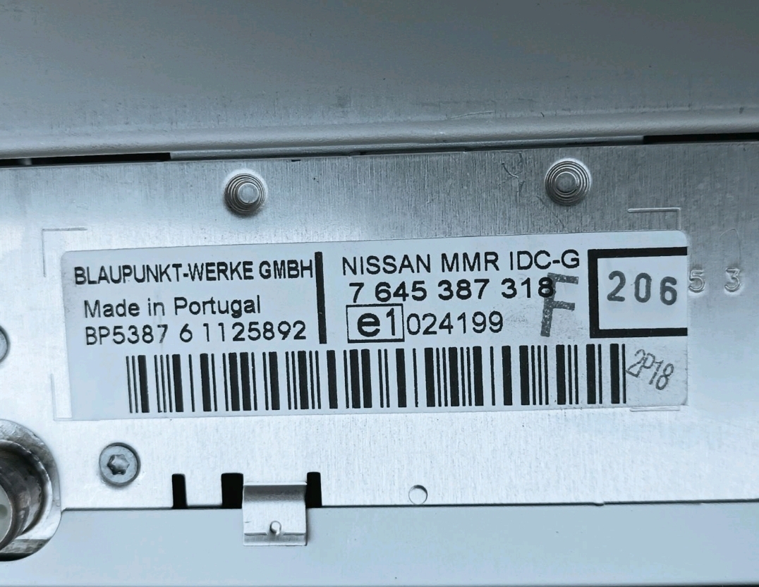 Nissan Blaupunkt radio label serial number